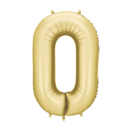 Folijas balons "0", zelta (86 cm), matēts