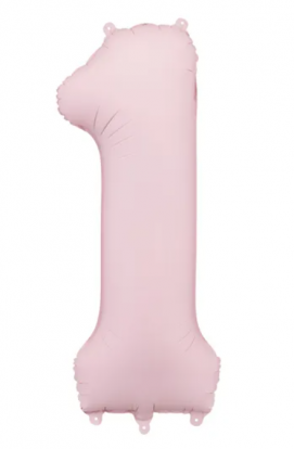 Folijas balons "1", pasteļrozā (85 cm)