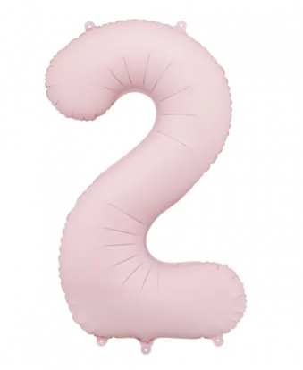 Folijas balons "2", pasteļrozā (85 cm)