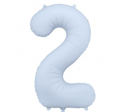 Folijas balons "2", pasteļzils (85 cm)