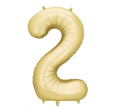 Folijas balons "2", zelta (86 cm), matēts