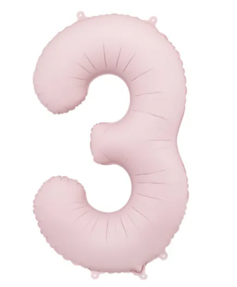 Folijas balons "3", pasteļrozā (85 cm)