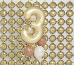 Folijas balons "3", zelta (86 cm), matēts  1