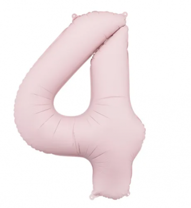 Folijas balons "4", pasteļrozā (85 cm)