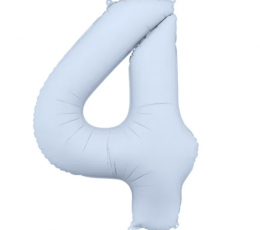 Folijas balons "4", pasteļzils (85 cm)