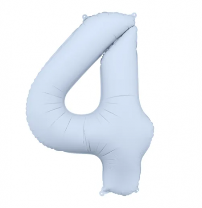 Folijas balons "4", pasteļzils (85 cm)