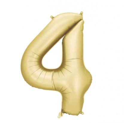 Folijas balons "4", zelta (86 cm), matēts