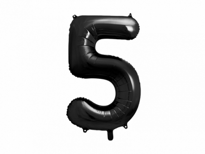 Folija balons "5", melns (86cm)