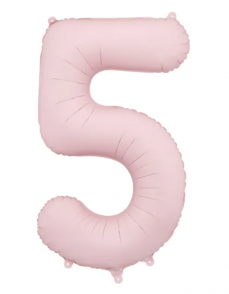 Folijas balons "5", pasteļrozā (85 cm)