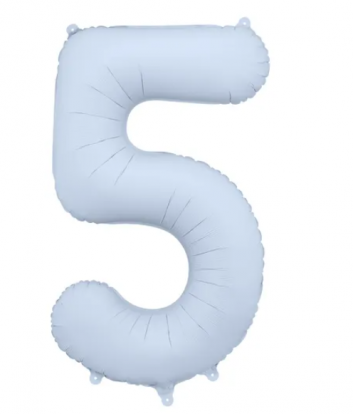 Folijas balons "5", pasteļzils (85 cm)