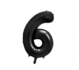 Folijas balons "6", melns (86cm)