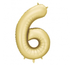 Folijas balons "6", zelta (86 cm), matēts 