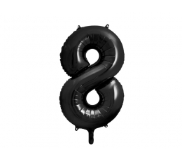 Folijas balons "8", melns (86cm)