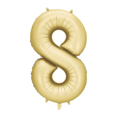 Folijas balons "8", zelta (86 cm), matēts 