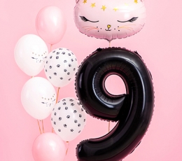 Folijas balons "9", melns (86cm) 1
