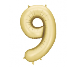 Folijas balons "9", zelta (86 cm), matēts