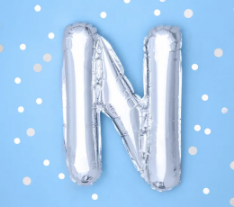 Folijas balons burts "N", sudraba, 35 cm 1 Folijas balons burts "N", sudraba, 35 cm 1