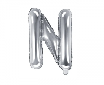 Folijas balons burts "N", sudraba, 35 cm
