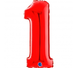 Folijas balons - cipars  "1", sarkans (66 cm)