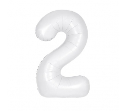 Folijas balons - cipars "2", balts (86 cm)