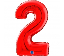 Folijas balons - cipars "2", sarkans (66 cm)