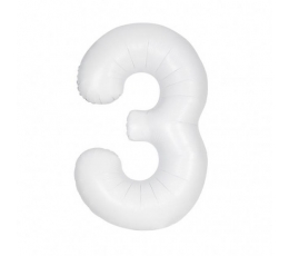 Folijas balons - cipars "3", balts (86 cm)