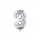 Folijas balons - cipars "3", sudrabs (35 cm)
