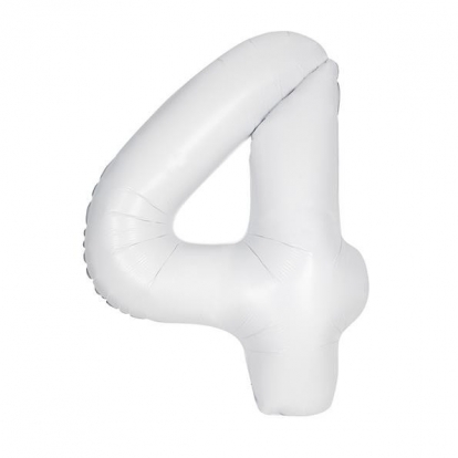 Folijas balons - cipars "4", balts (86.3 cm)