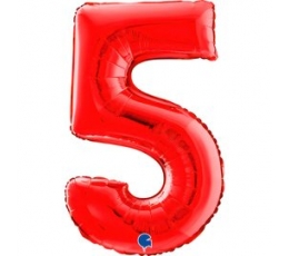 Folijas balons - cipars "5", sarkans (66 cm)