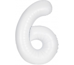 Folijas balons - cipars "6", balts (86 cm)