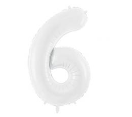 Folijas balons - cipars "6", balts (86 cm)