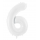 Folijas balons - cipars "6", balts (86 cm)
