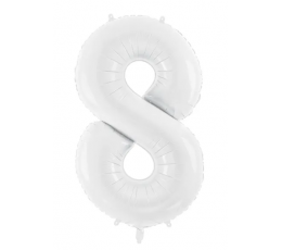 Folijas balons - cipars "8", balts (86 cm)