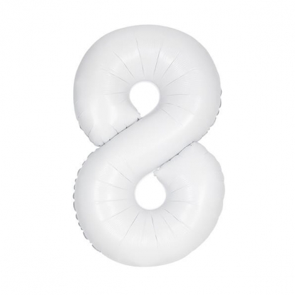Folijas balons - cipars "8", balts (86.3 cm)