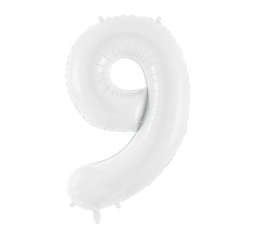 Folijas balons - cipars "9", balts (86 cm)