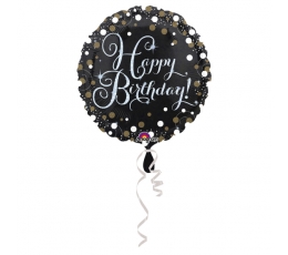 Folijas balons "Daudz laimes dzimšanas dienā", hologrāfisks (43 cm)