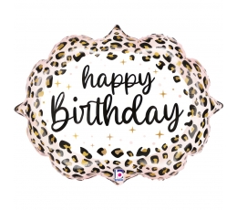 Folijas balons Geparda rakstā ar uzrakstu "Happy  Birthday" (69 cm)