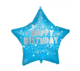 Folijas balons "Happy birthday", zils (46cm)