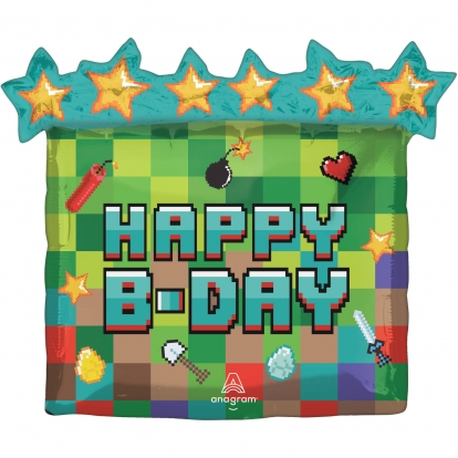 Folijas balons "Happy Pixel Party" (63x58 cm)