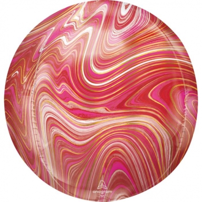 Folijas balons, marmora raksts, sarkanrozā (38 cm)