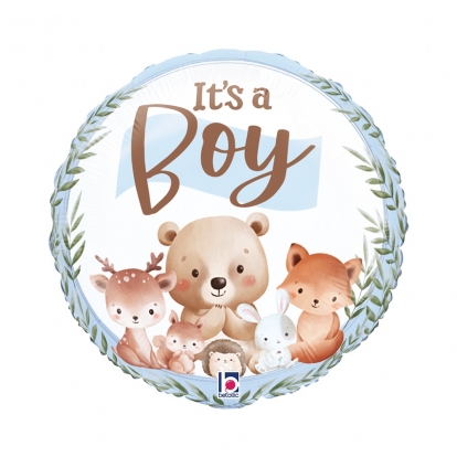Folijas balons "It's a boy - Meža dzīvnieki" (46 cm)