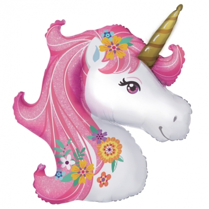 Folijas balons "Vienradzis ar ziediem" (74x76 cm)