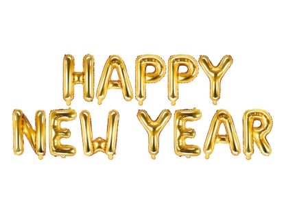 Folijas balonu komplekts "Happy New Year", zelts (370x35 cm)
