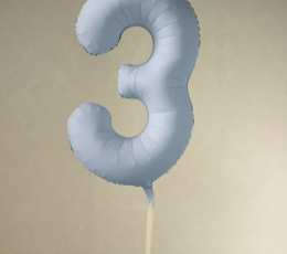 Folijas balons "3", pasteļzils (85 cm) 1