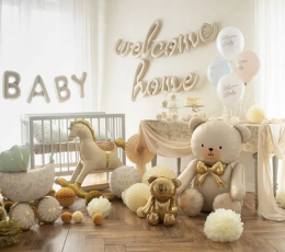 Folijas balonu komplekts "Welcome home" (250x55 cm), krēmkrāsas 1