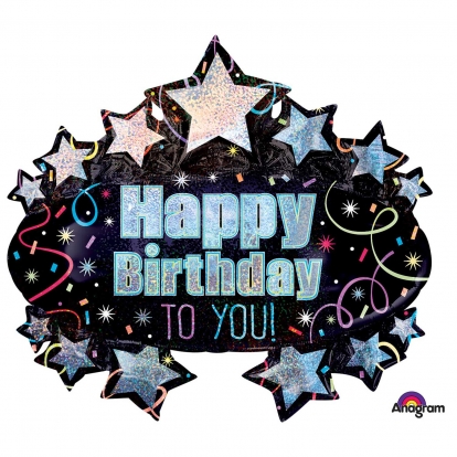 Folija balons "Happy Birthday stars" (78 x 71 cm)