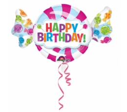 Folija balons - konfekte "Happy Birthday" (101 x 60 cm)