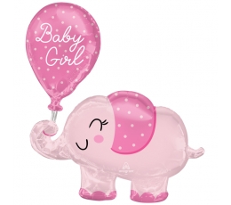 Formīgs folija balons "Zilonis - Baby girl" (73x78 cm)