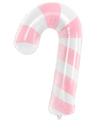 Formīgs folijas balons "Rozā Ziemassvētku nūjiņa" (50x82 cm)