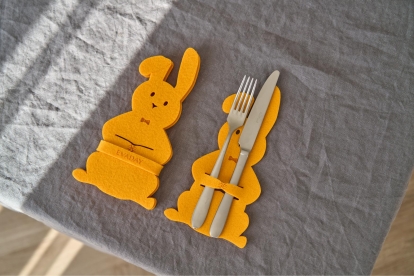 Galda piederumu turētājs "Zaķis", dzeltens (4 gab.)